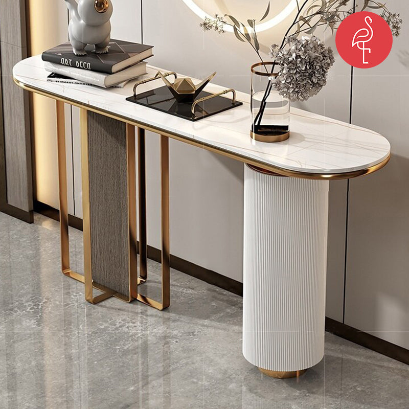 Stefania Marble Console Table side view - marble console table - The Flamingo Life