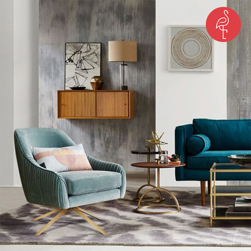 Louis Fashion Single Chair side view - gold-accented accent chair - The Flamingo Life