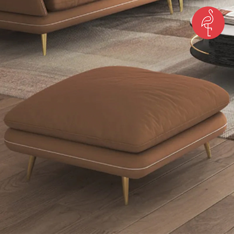 Deck Comfort Pouf side view - gold-accented pouf - The Flamingo Life