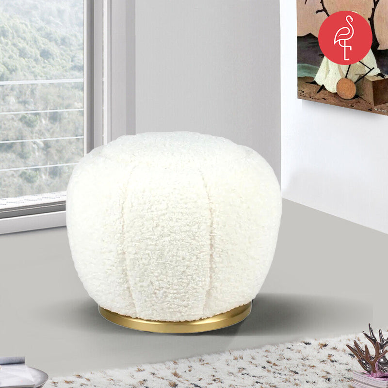 Tufted Pouffie side view - premium leather pouf - The Flamingo Life