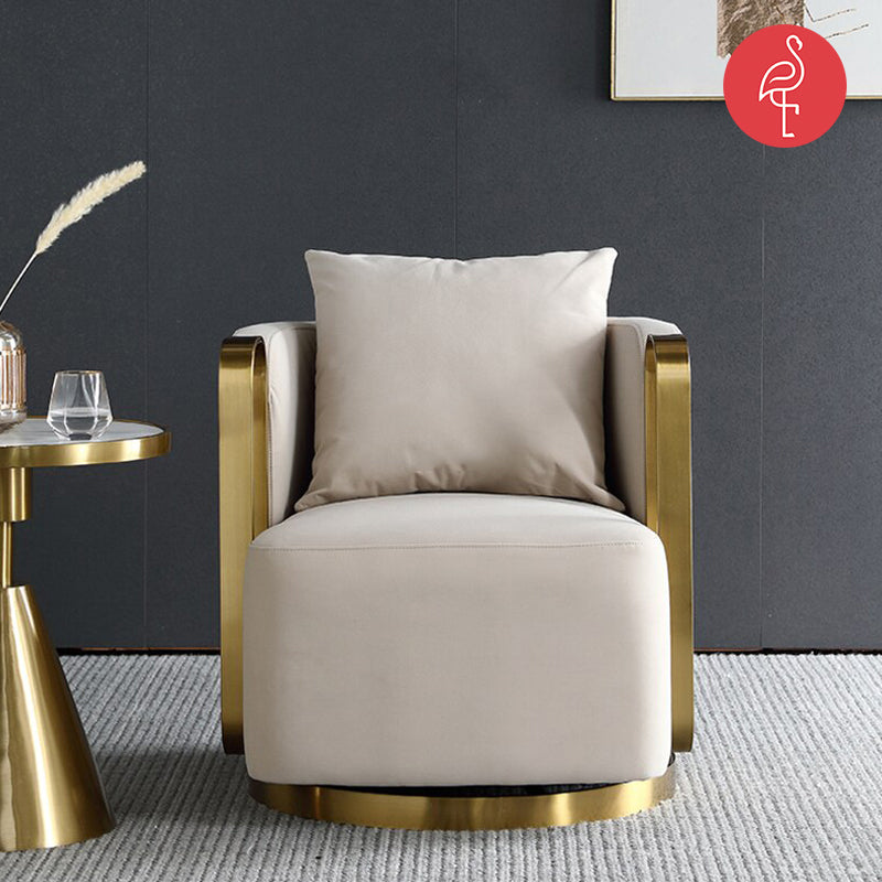 Denmark Luxury Chair angle view - velvet upholstery accent chair - The Flamingo Life