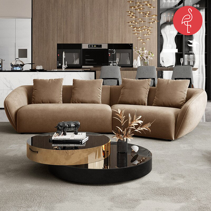 Fiji Gold Claded Center Table side view - gold-accented furniture - The Flamingo Life