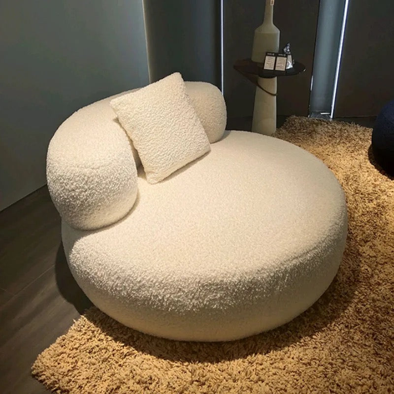 Diana Subtle Couch side view - boucle fabric sofa - The Flamingo Life