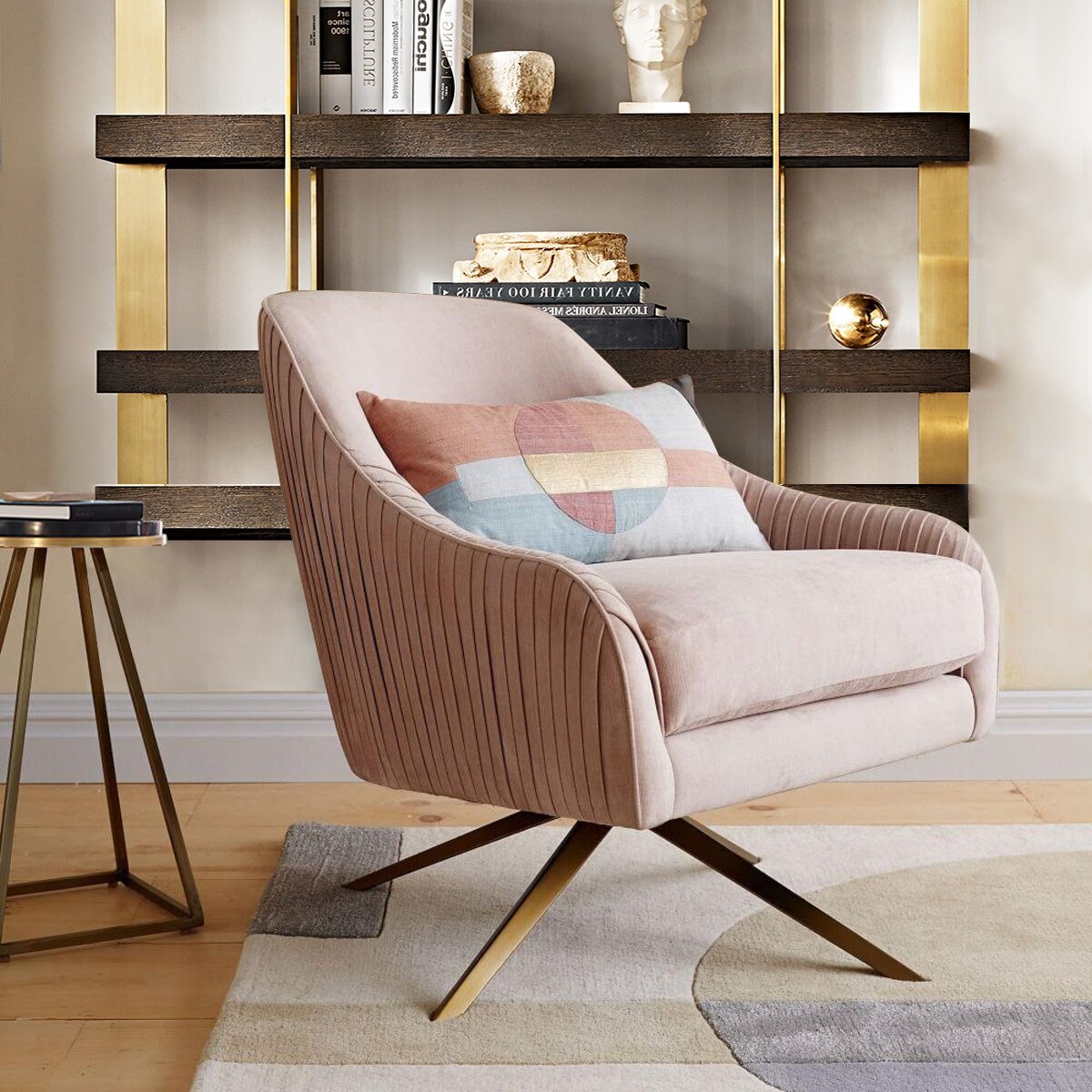 Louis Fashion Single Chair detail view - gold-accented accent chair - The Flamingo Life