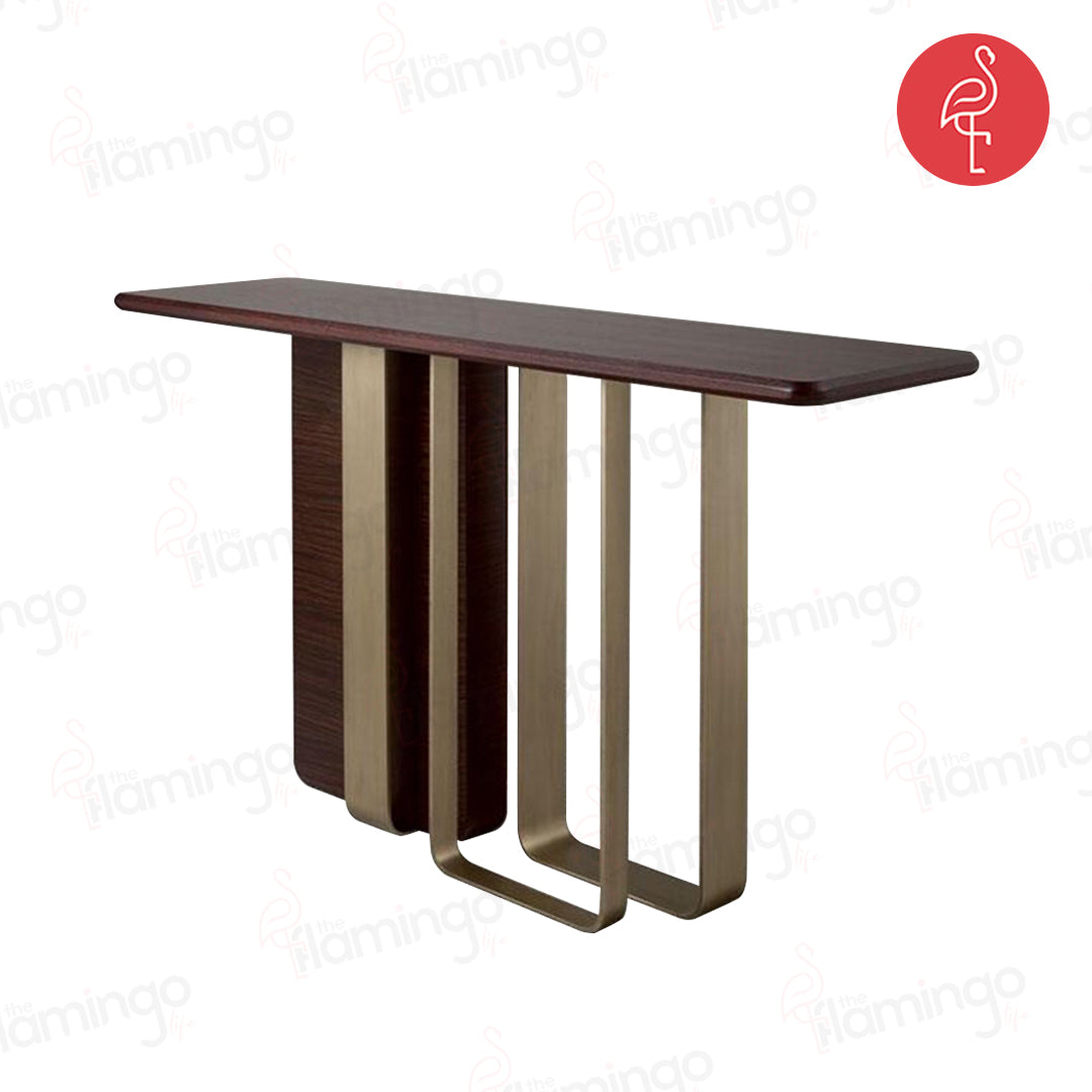 Trunge Console detail view - marble console table - The Flamingo Life