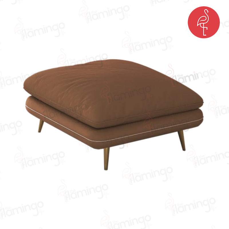 Deck Comfort Pouf detail view - gold-accented pouf - The Flamingo Life
