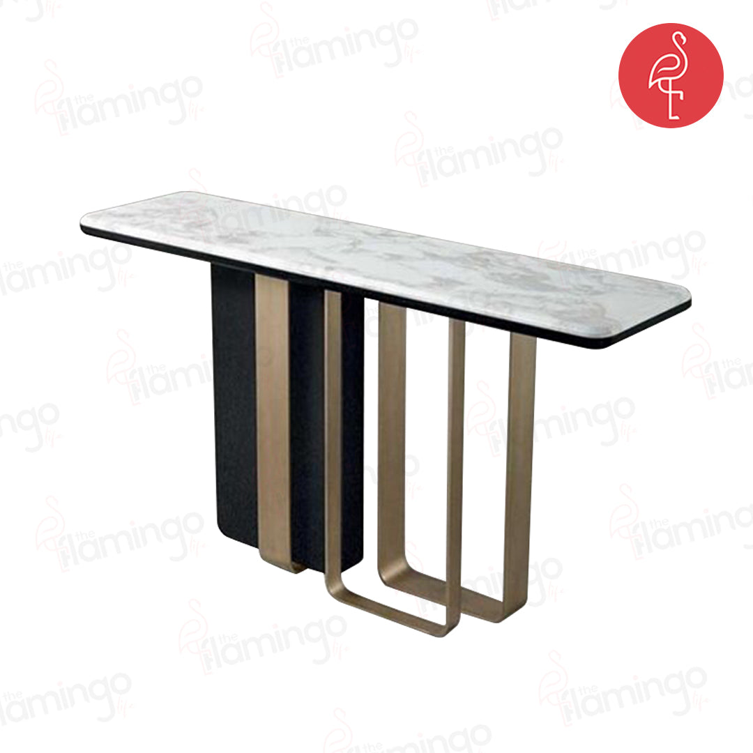 Trunge Console side view - marble console table - The Flamingo Life