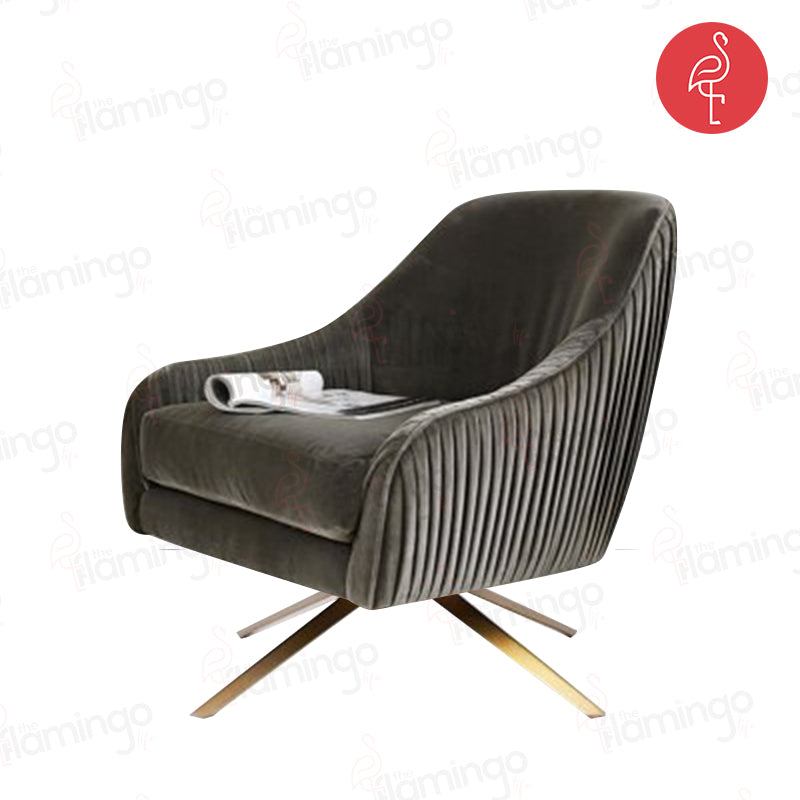 Louis Fashion Single Chair view 9 - gold-accented accent chair - The Flamingo Life