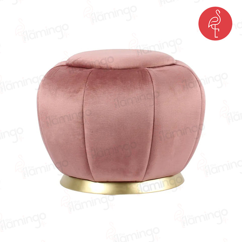 Tufted Pouffie close-up - premium leather pouf - The Flamingo Life