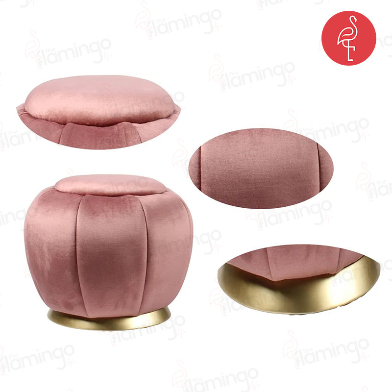Tufted Pouffie angle view - premium leather pouf - The Flamingo Life