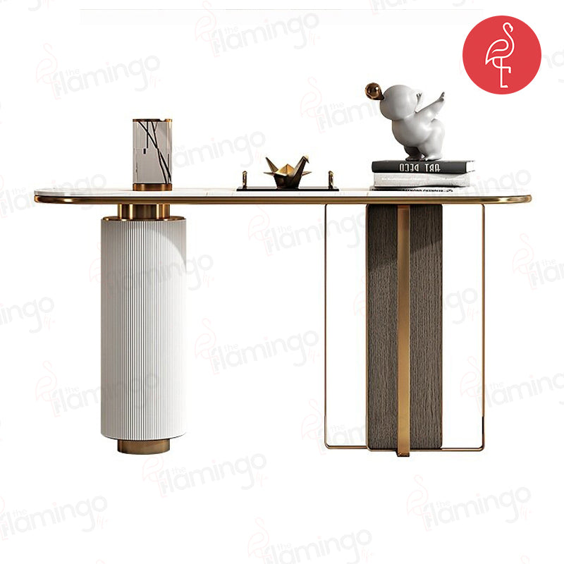 Stefania Marble Console Table detail view - marble console table - The Flamingo Life
