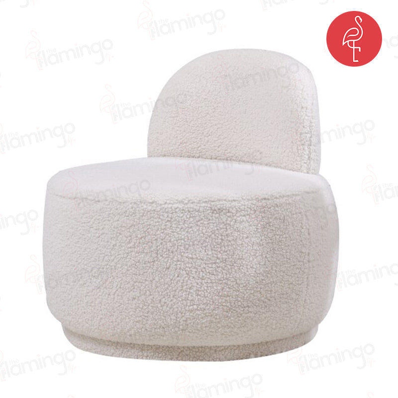 Boukle Round & Cozy Chair angle view - accent chair - The Flamingo Life