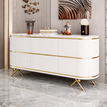 Klapso Console Marble and Lourve angle view - marble console table - The Flamingo Life