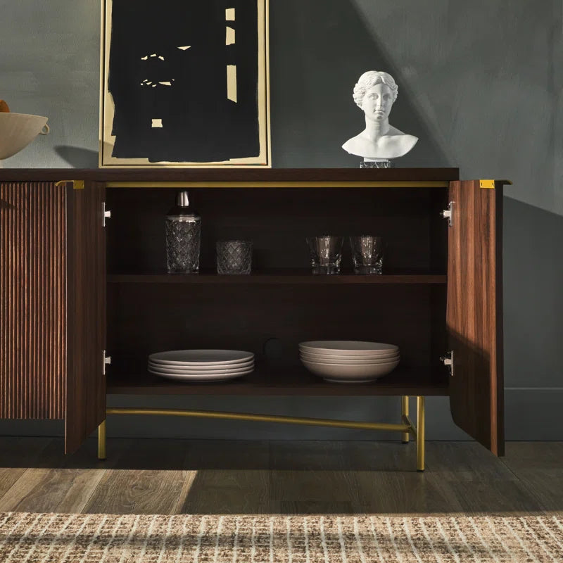 Darla Sideboard detail view - walnut wood sideboard - The Flamingo Life