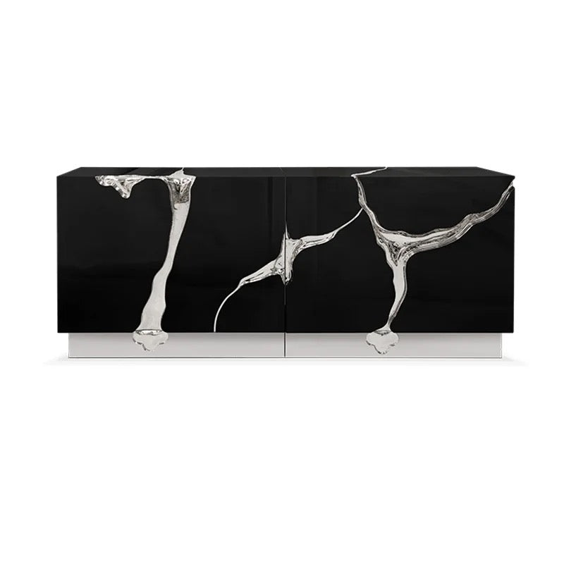 Kintsugi Console/Unit view 7 - gold-accented console table - The Flamingo Life