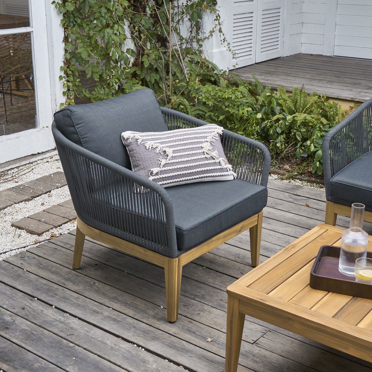 Godavari Premium Outdoor Rope Set angle view - premium rope outdoor furniture - The Flamingo Life