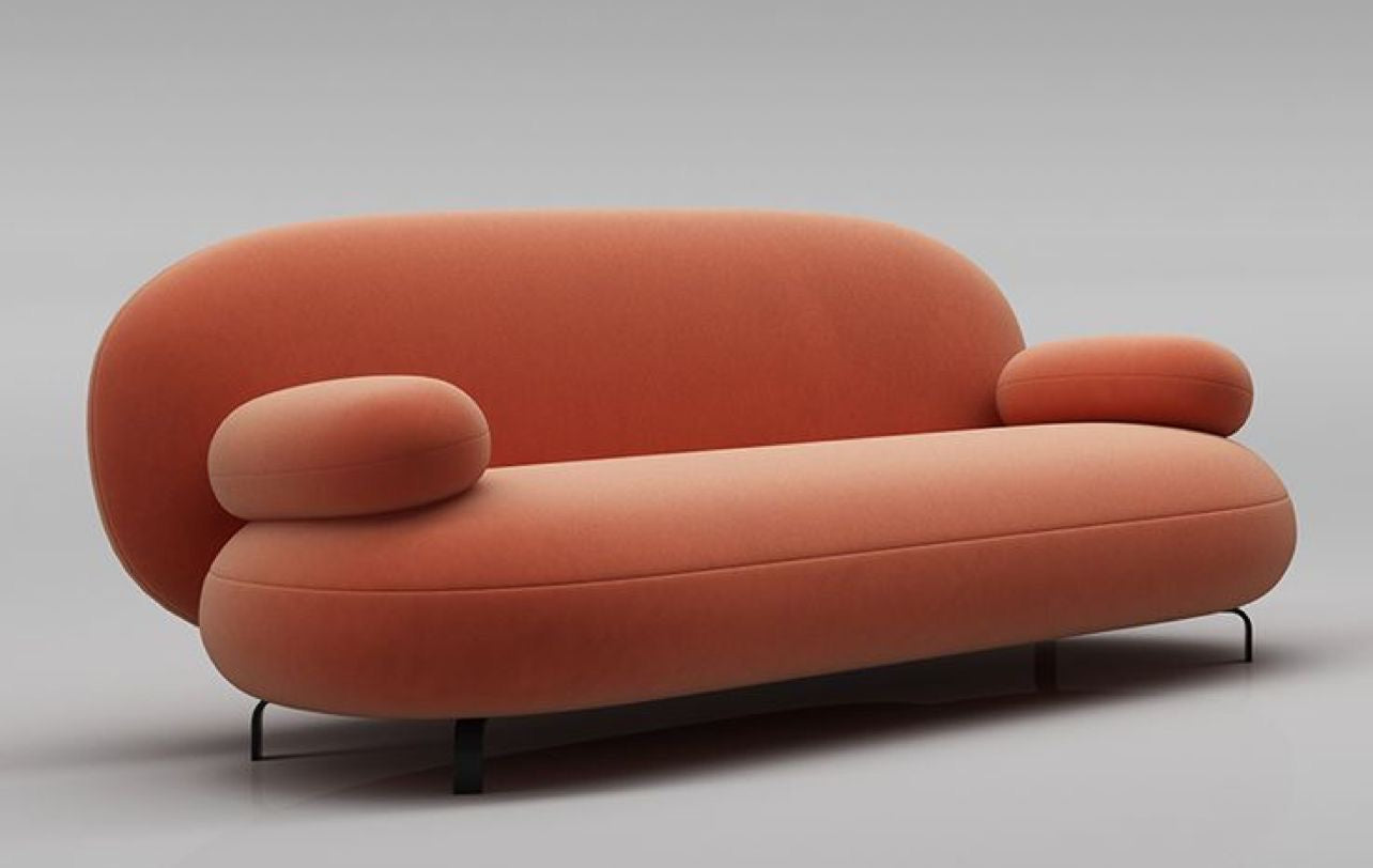 Roy Suede Loveseat detail view - suede upholstery love seat - The Flamingo Life