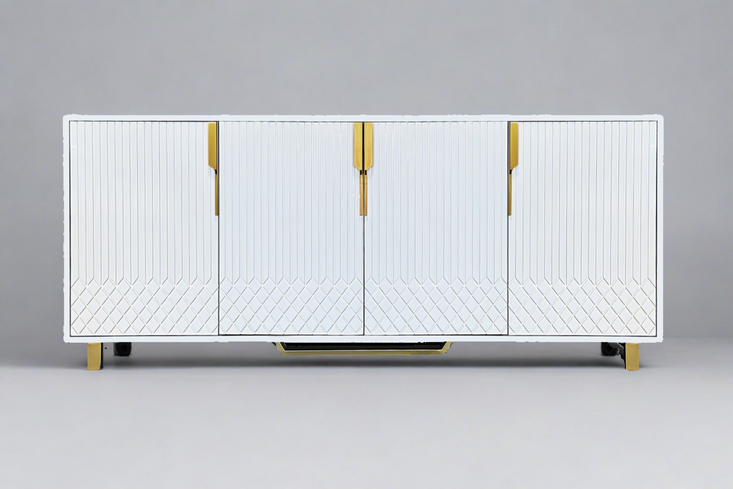 Gourie Louvered Console Table side view - console table - The Flamingo Life