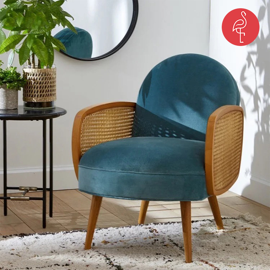 Carmine Rattan Chairs side view - rattan weave accent chair - The Flamingo Life