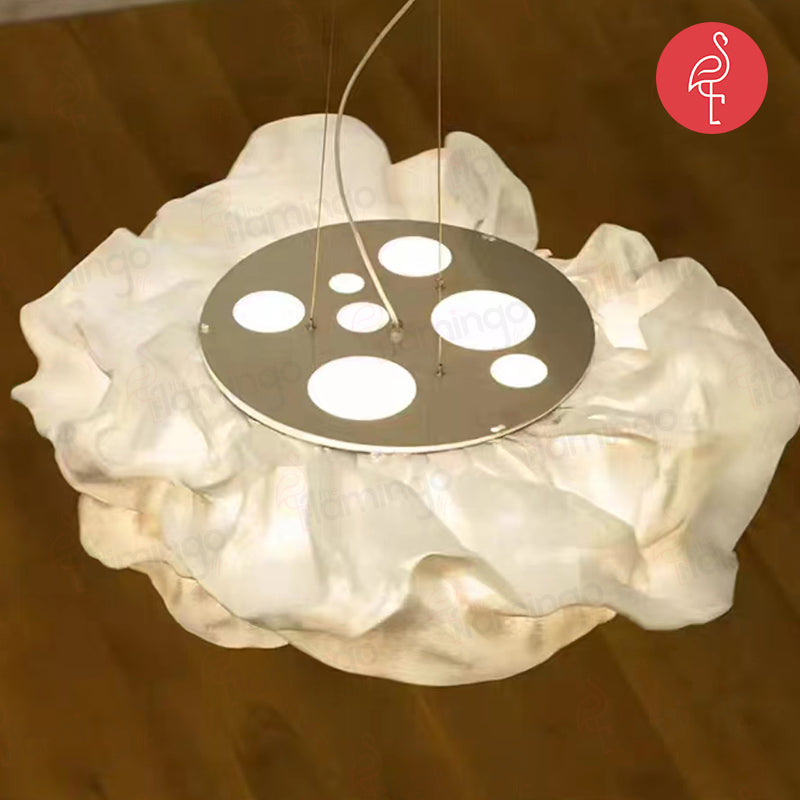 Cloudy Luminious Hanging Light – detail view – designer pendant light India – The Flamingo Life