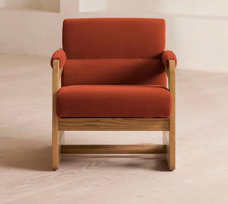 Mika Accent Chair in Wood side view - Japandi accent chair - The Flamingo Life