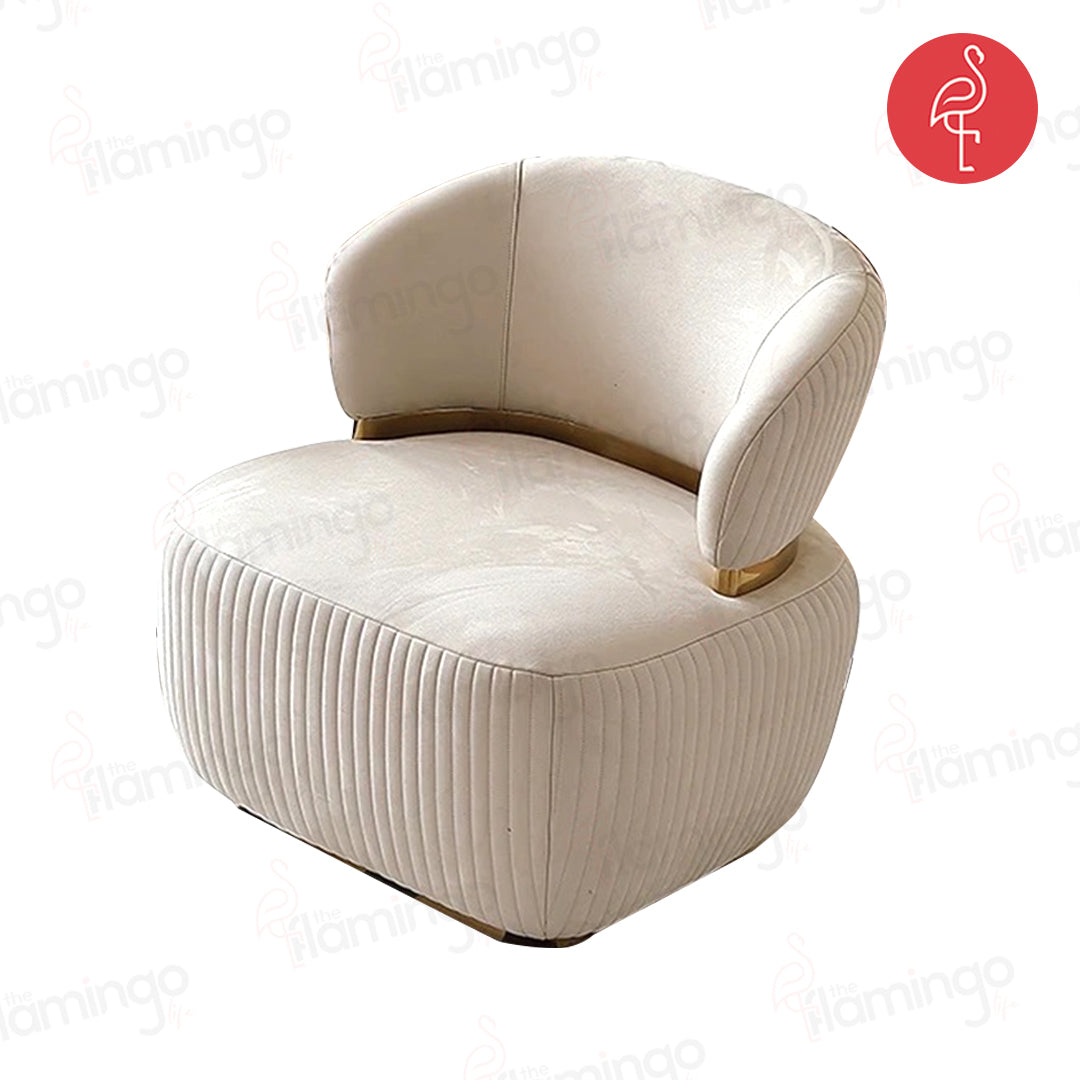 Souffle Accent Chair angle view - gold-accented accent chair - The Flamingo Life