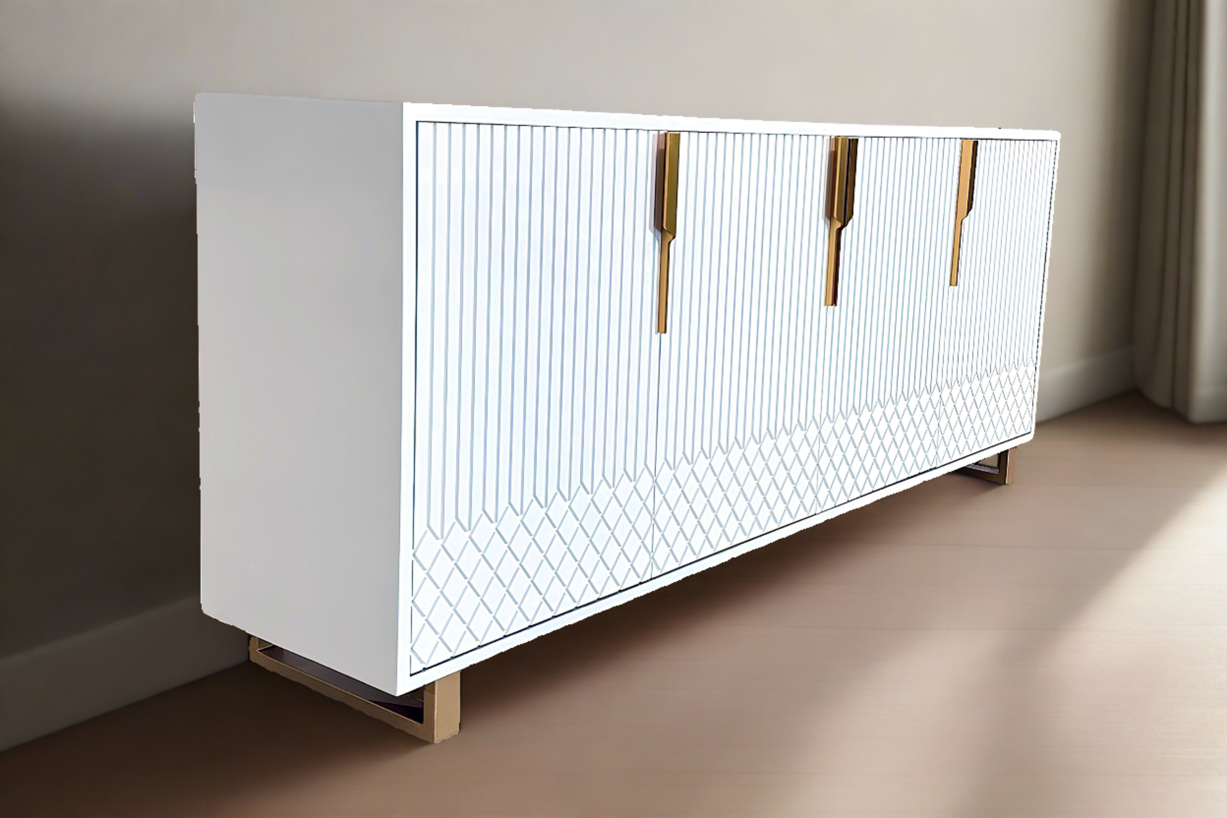 Gourie Louvered Console Table detail view - console table - The Flamingo Life