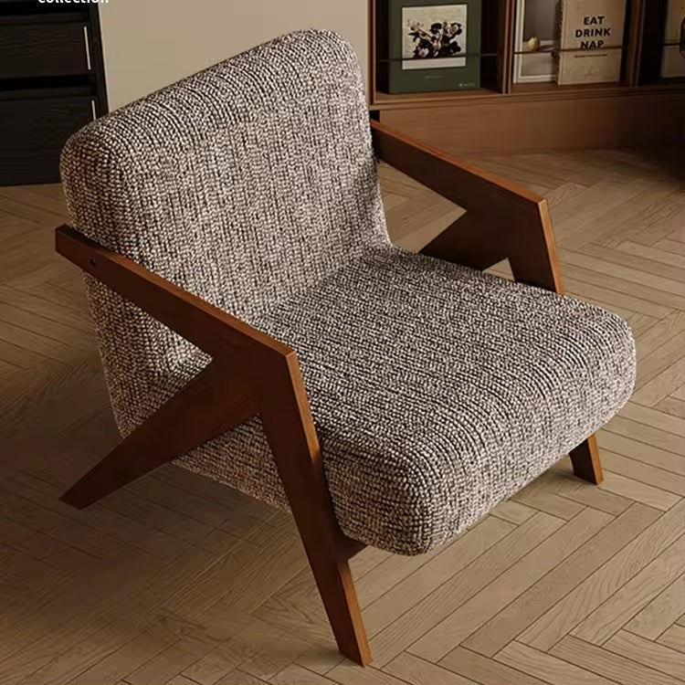 Arrow Arm Accent Chair detail view - boucle fabric accent chair - The Flamingo Life