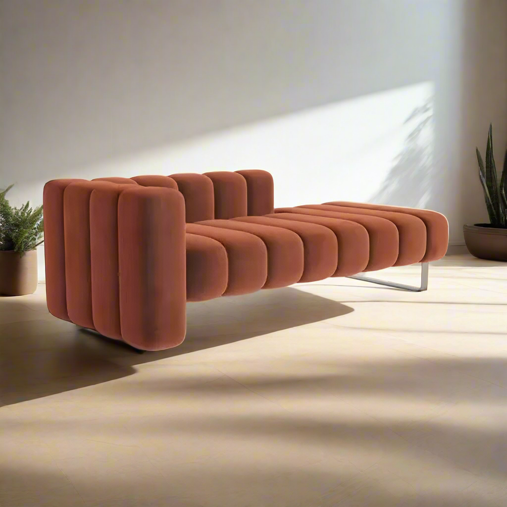 Gala Suede Love Seat detail view - suede upholstery love seat - The Flamingo Life