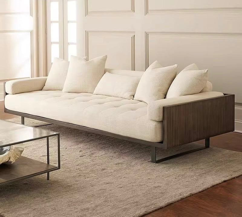 Hakon Premium Couch side view - Japandi sofa - The Flamingo Life