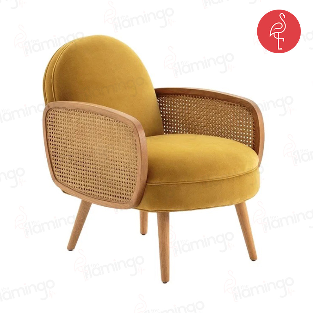 Carmine Rattan Chairs close-up - rattan weave accent chair - The Flamingo Life