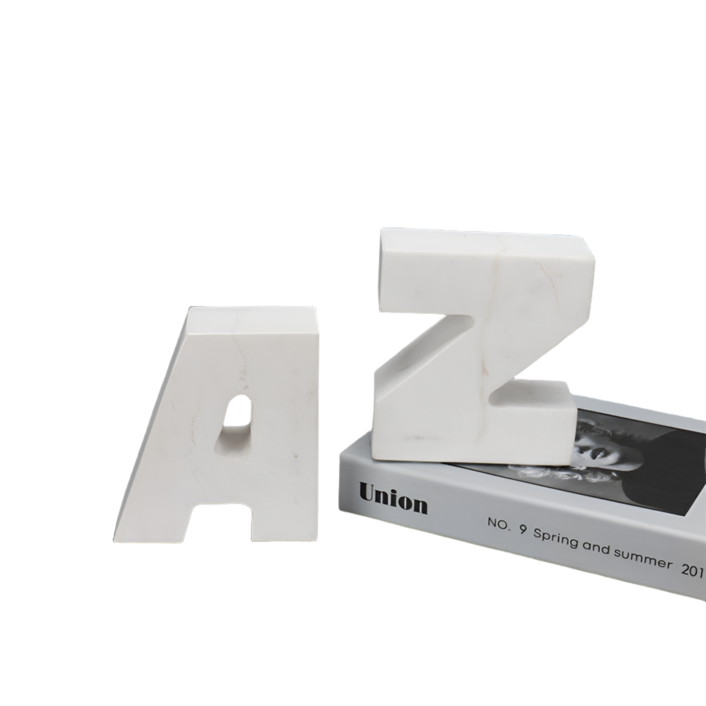 AZ White Marble Bookend