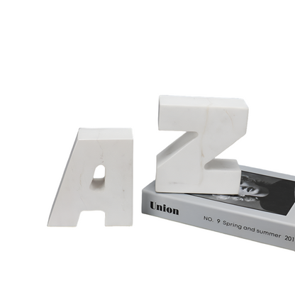 AZ White Marble Bookend