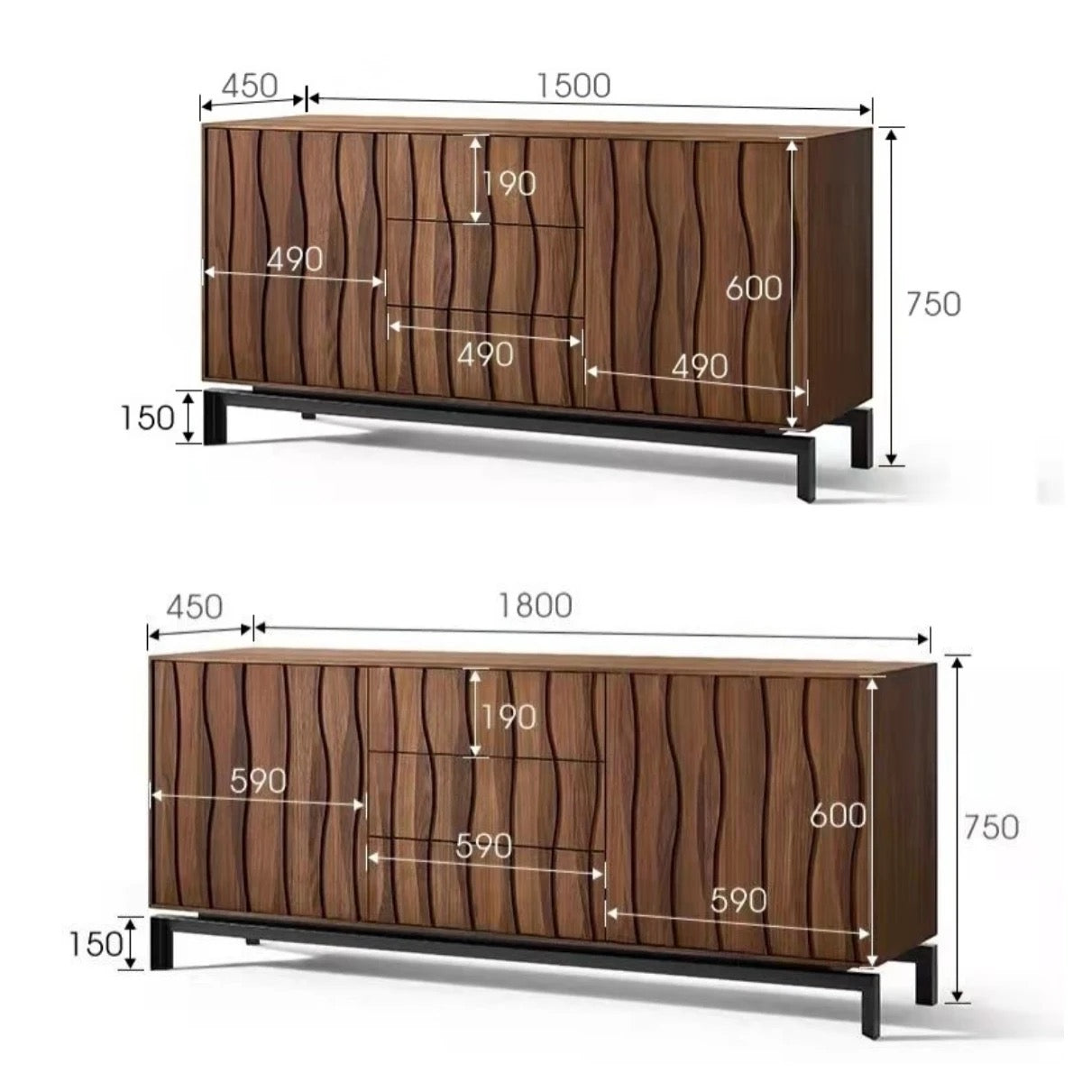 Wave Elegant Entrance Console close-up - console table - The Flamingo Life