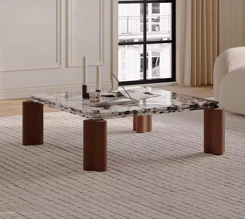 Japandi Marble Mount Coffee Table close-up - marble coffee table - The Flamingo Life