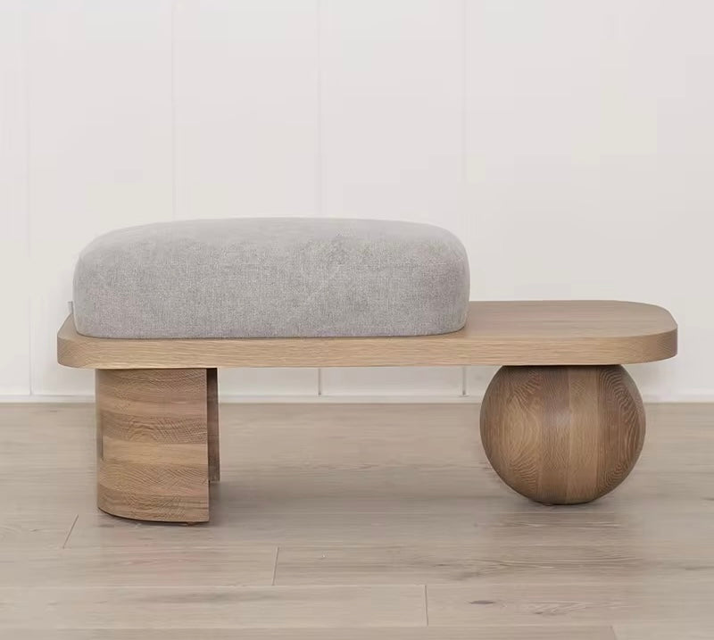 Saga Premium Ottoman detail view - Japandi ottoman - The Flamingo Life