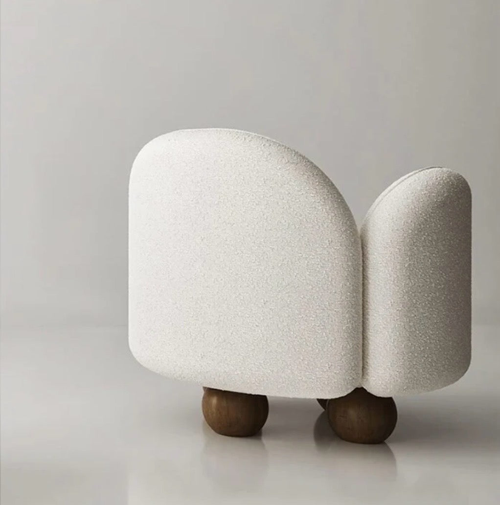 Elentra Accent Chair detail view - boucle fabric accent chair - The Flamingo Life