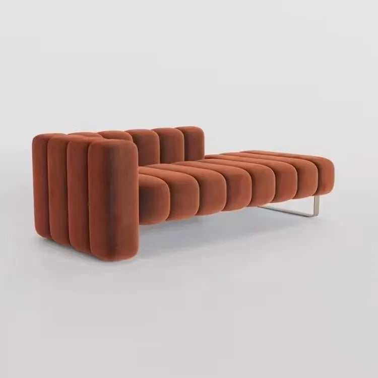 Gala Suede Love Seat side view - suede upholstery love seat - The Flamingo Life