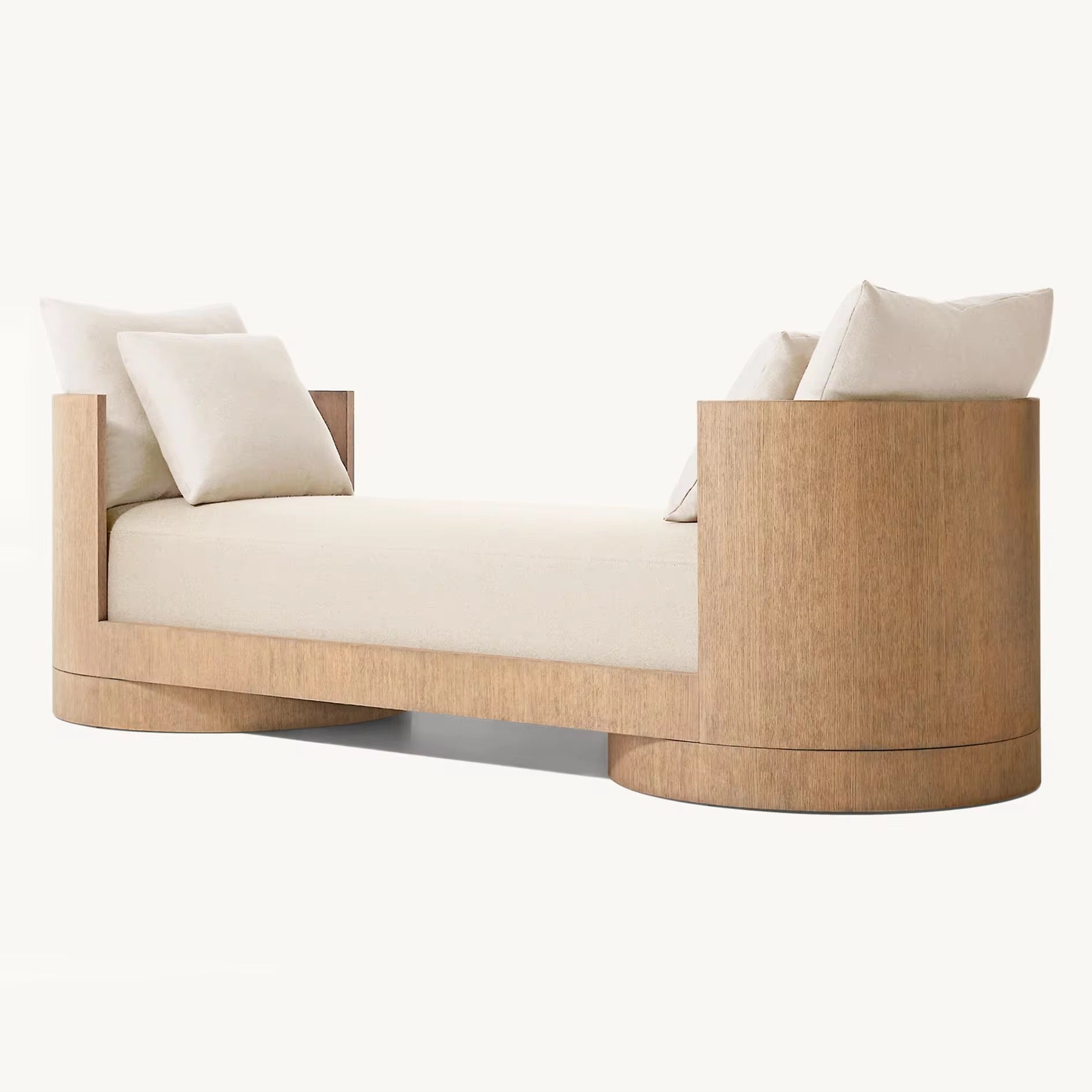 Java Couch side view - solid teak wood sofa - The Flamingo Life