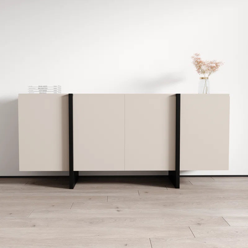 Uris Side Board/ Console side view - Japandi console table - The Flamingo Life