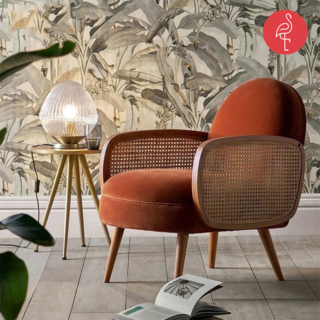 Carmine Rattan Chairs lifestyle view - rattan weave accent chair - The Flamingo Life