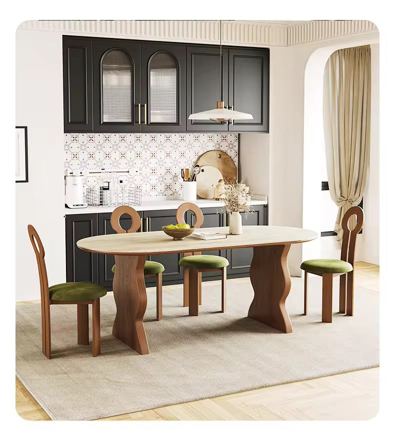 Tansa Dinning Set detail view - solid teak wood dining set - The Flamingo Life