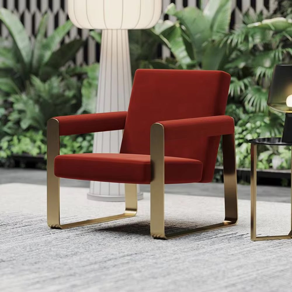 Elegant Nora Accent Chair detail view - suede upholstery accent chair - The Flamingo Life