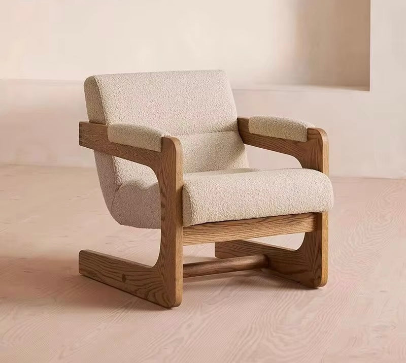 Mika Accent Chair in Wood close-up - Japandi accent chair - The Flamingo Life