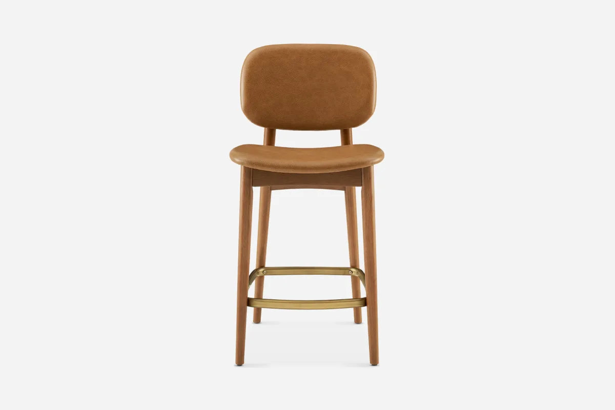 Bar Stool angle view - premium leather bar stool - The Flamingo Life