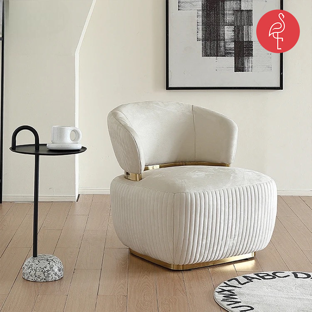Souffle Accent Chair detail view - gold-accented accent chair - The Flamingo Life