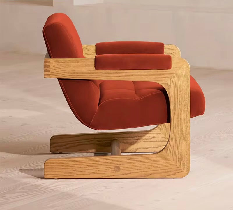 Mika Accent Chair in Wood detail view - Japandi accent chair - The Flamingo Life
