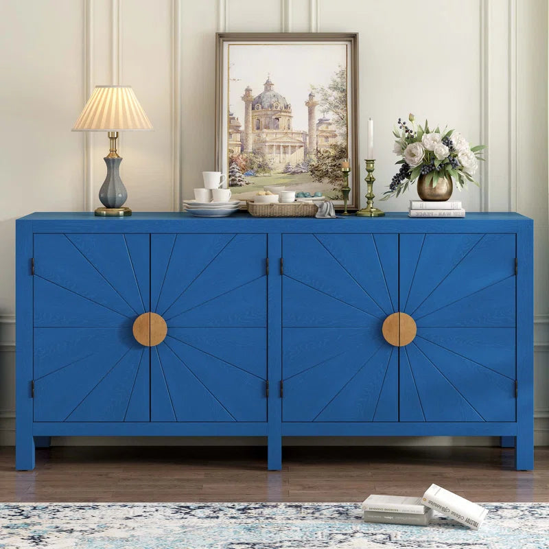 Serenity Console Buffet Table detail view - gold-accented console table - The Flamingo Life