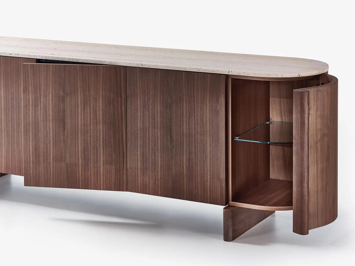 Walnut Console with Onyx top side view - walnut wood console table - The Flamingo Life
