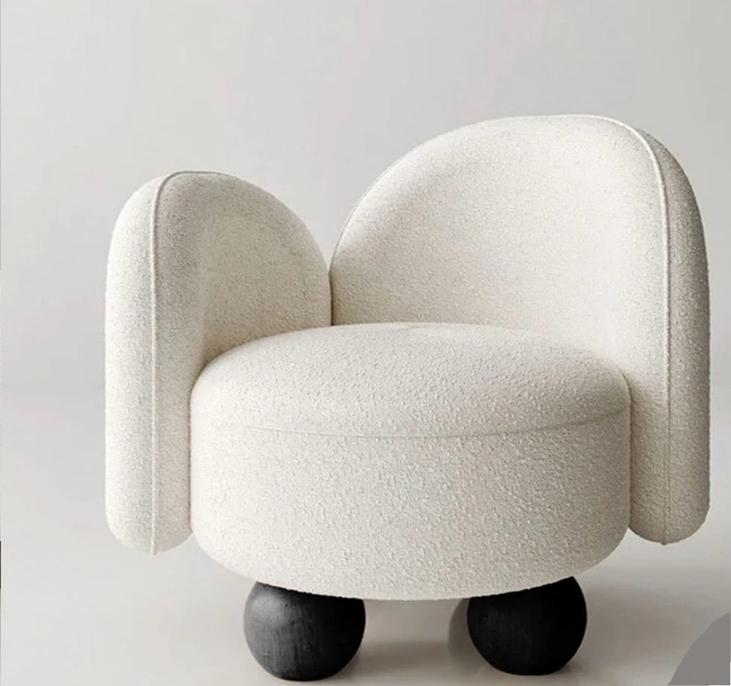 Elentra Accent Chair lifestyle view - boucle fabric accent chair - The Flamingo Life